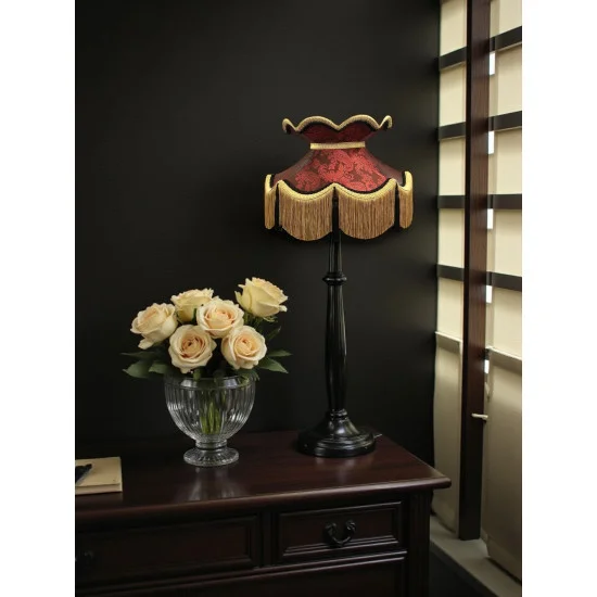 Paisley Jacquard Red and Black Victorian Fabric Lampshades